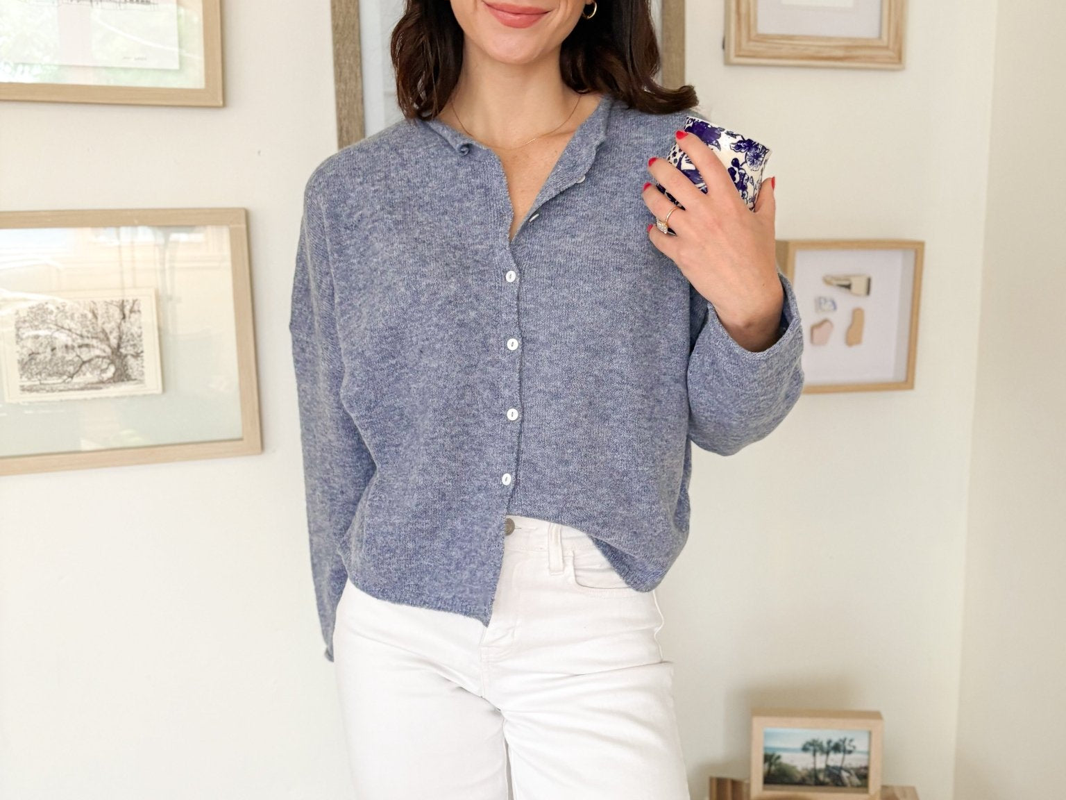 The Marina Lightweight Button Down Knit Cardigan in Dusty Blue - Love and Lee Apparel
