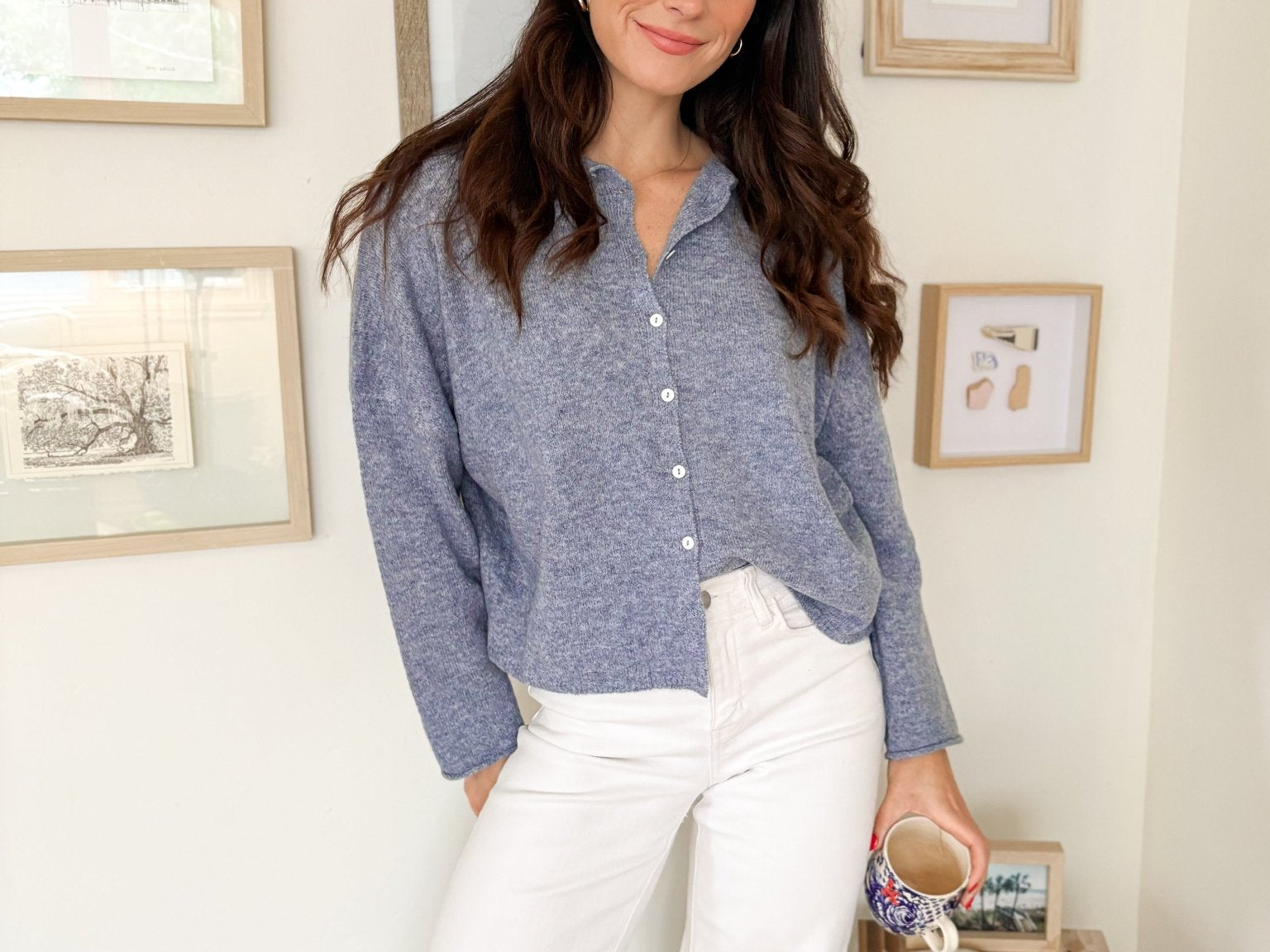 The Marina Lightweight Button Down Knit Cardigan in Dusty Blue - Love and Lee Apparel