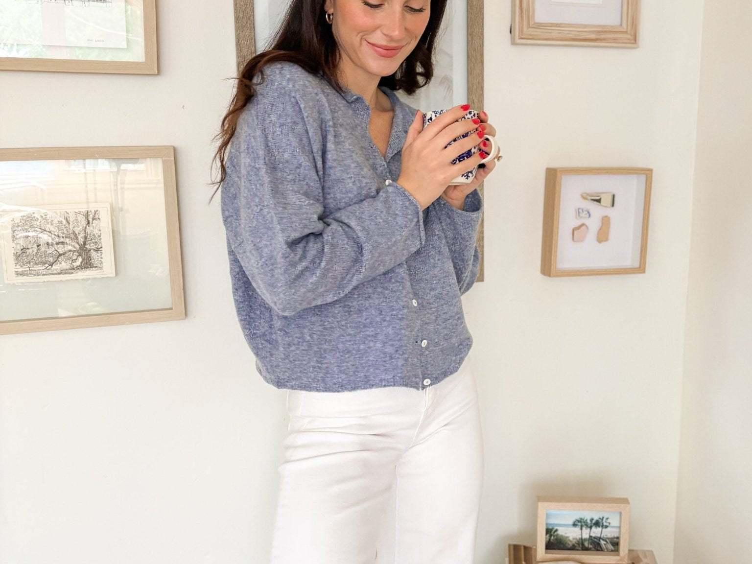 The Marina Lightweight Button Down Knit Cardigan in Dusty Blue - Love and Lee Apparel