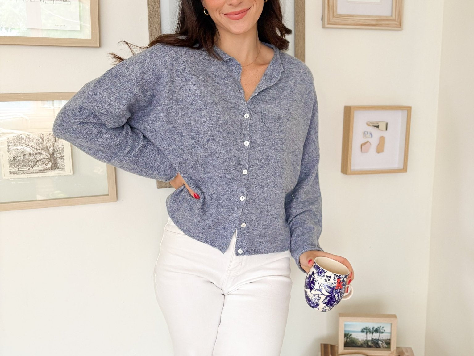 The Marina Lightweight Button Down Knit Cardigan in Dusty Blue - Love and Lee Apparel