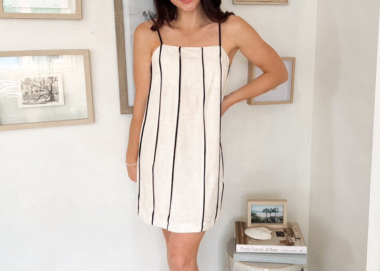 Newport Contrast Stripe Spaghetti Strap Linen Mini Dress - Love and Lee Apparel