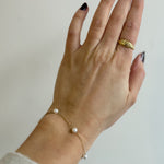 Pearl Bracelet with Dainty Gold Chain in 18K Gold Plated Steel - Love and Lee Apparel