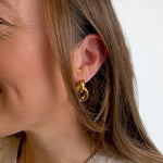 Double Twist Hoops Studs Earrings - 18K Gold Dipped - Love and Lee Apparel