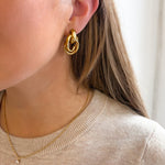 Duo Style Chain Necklace with Rhinestone Pendant - 18K Gold Plated Steel - Love and Lee Apparel