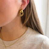 Duo Style Chain Necklace with Rhinestone Pendant - 18K Gold Plated Steel - Love and Lee Apparel