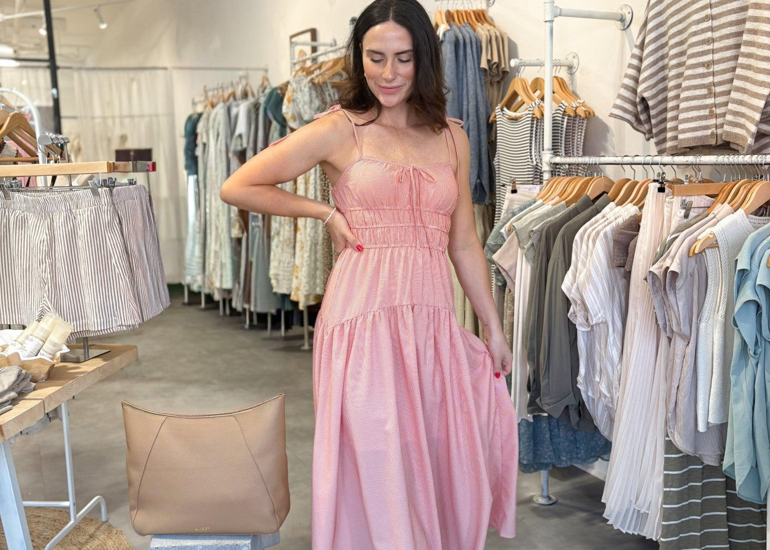 The Candice Stripe Spaghetti Strap Longline Midi Dress - Love and Lee Apparel