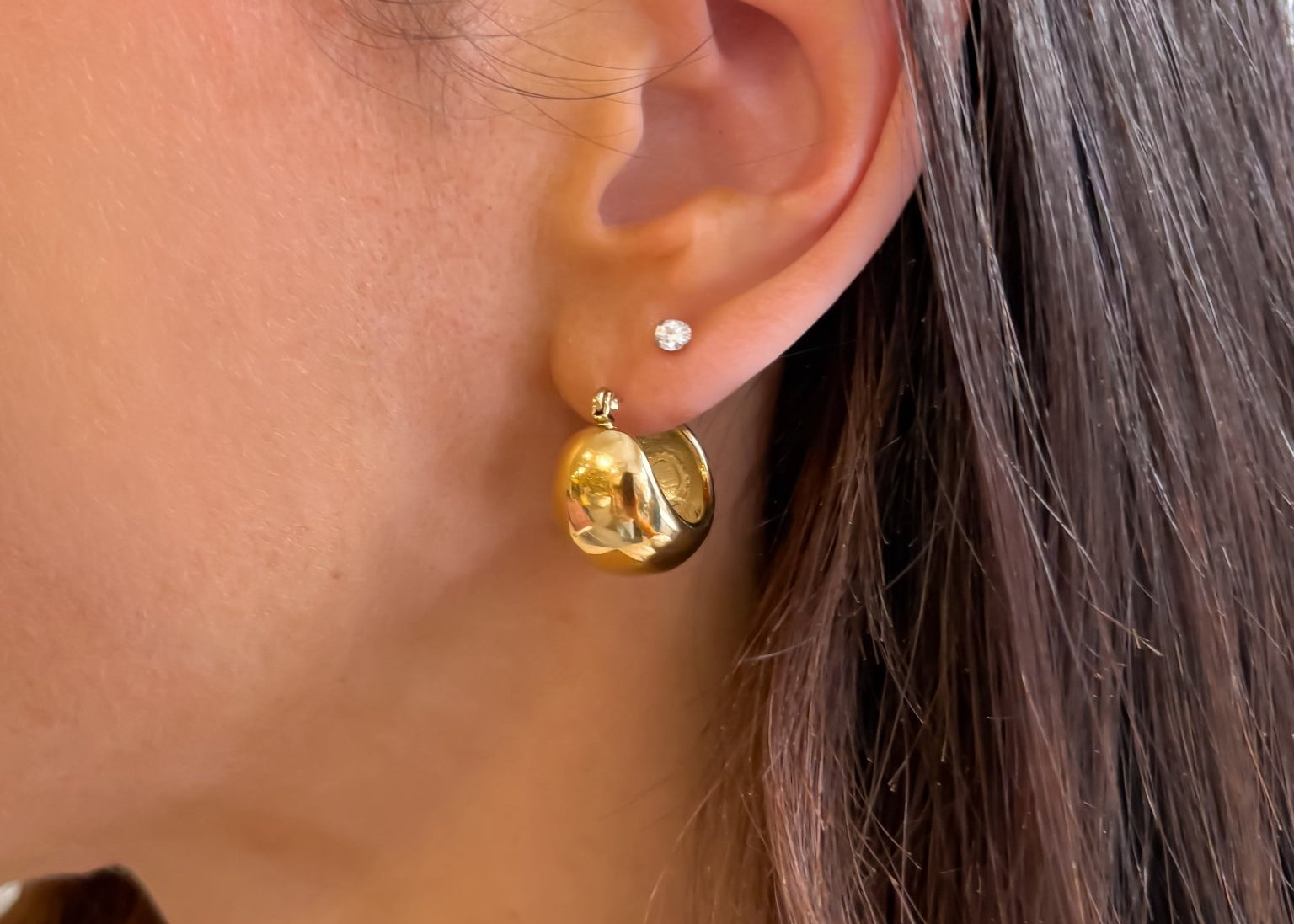 Large Chunky Dome Hoop Earrings - 18K Gold Plated - Love and Lee Apparel