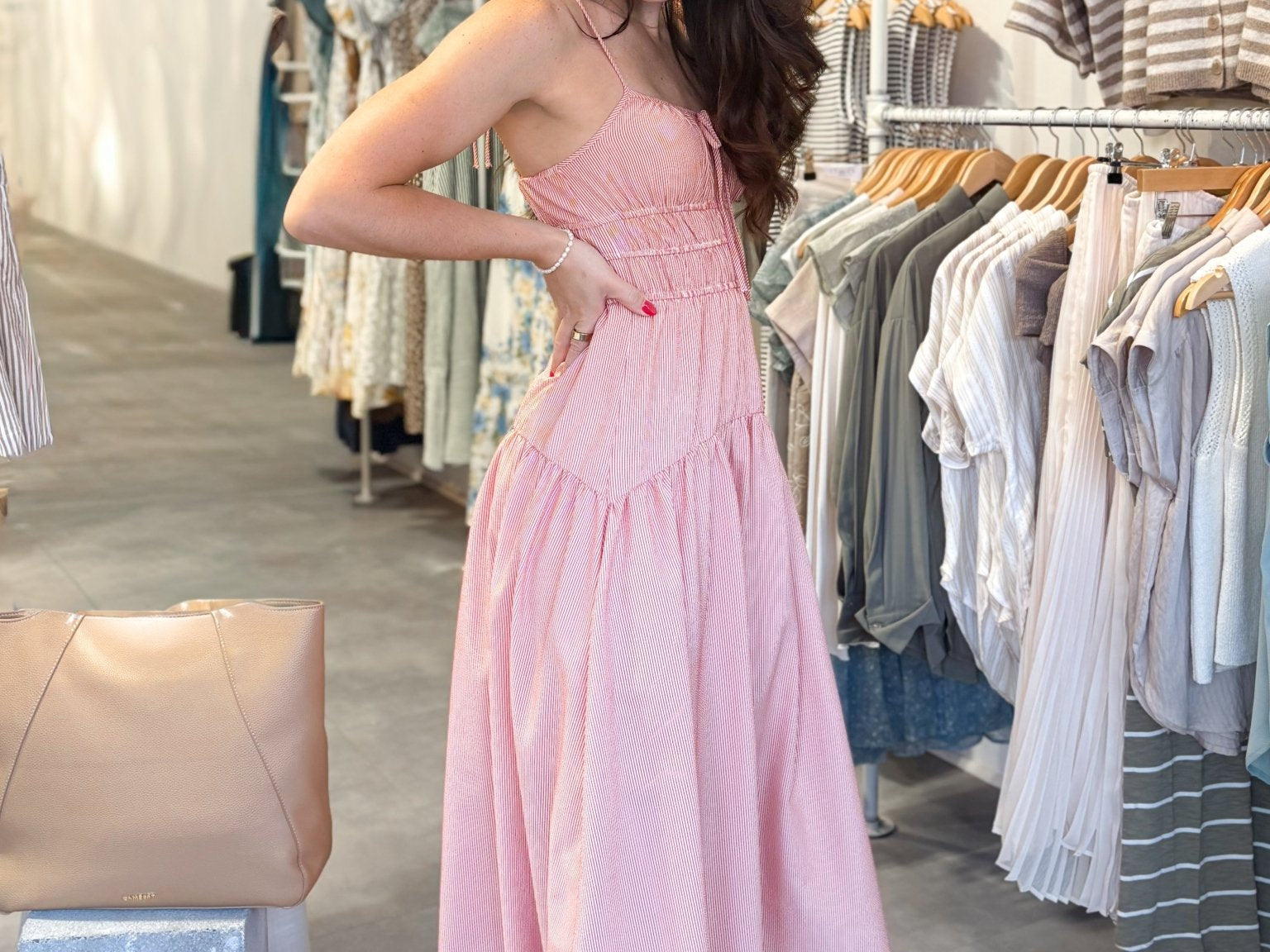 The Candice Stripe Spaghetti Strap Longline Midi Dress - Love and Lee Apparel