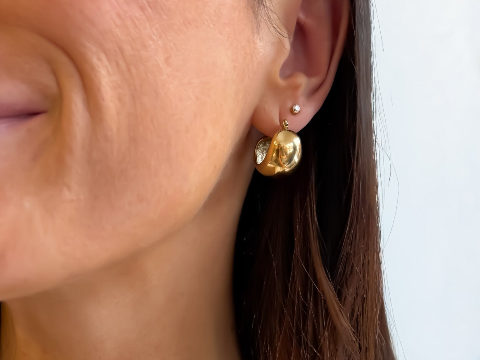Large Chunky Dome Hoop Earrings - 18K Gold Plated - Love and Lee Apparel