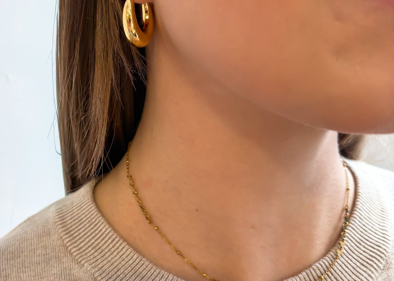 Multi - Layered Chain with Flat Mirrored Discs - 18K Gold Plated - Love and Lee Apparel