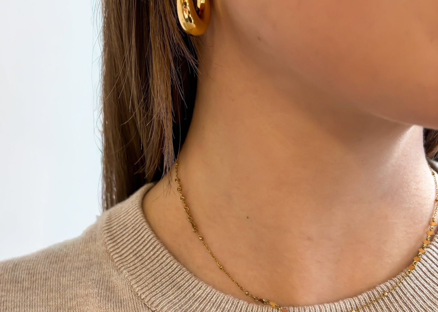 Multi - Layered Chain with Flat Mirrored Discs - 18K Gold Plated - Love and Lee Apparel