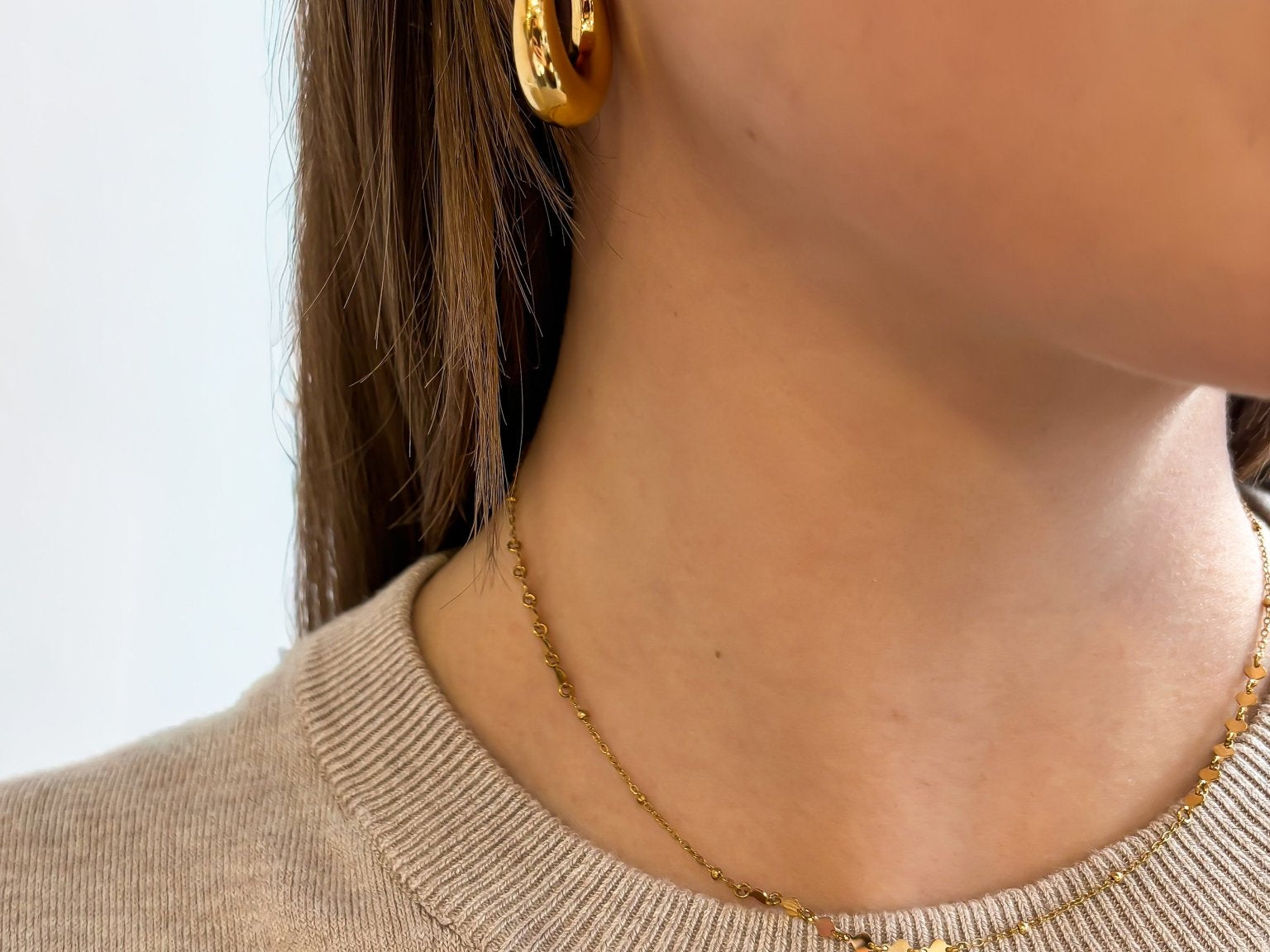 Multi - Layered Chain with Flat Mirrored Discs - 18K Gold Plated - Love and Lee Apparel
