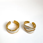 Double Cuffed Wave Ring in 18K Gold Plated Steel - Love and Lee Apparel