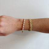 Mixed Chain Double Link and Pearl Bracelet 18K Gold Plated Steel - Love and Lee Apparel