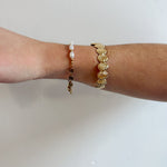 Mixed Chain Double Link and Pearl Bracelet 18K Gold Plated Steel - Love and Lee Apparel
