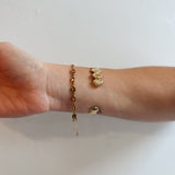 Mixed Chain Double Link and Pearl Bracelet 18K Gold Plated Steel - Love and Lee Apparel