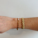Mixed Chain Double Link and Pearl Bracelet 18K Gold Plated Steel - Love and Lee Apparel