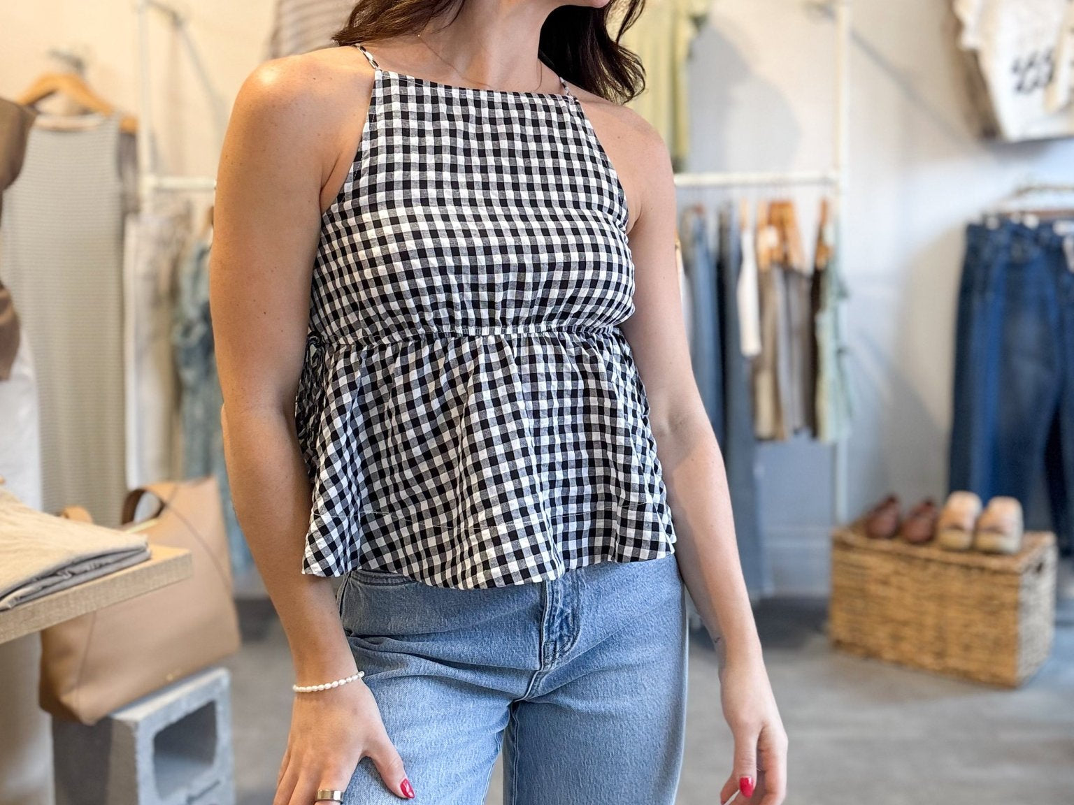 Lou Gingham Halter Tank Top - Love and Lee Apparel