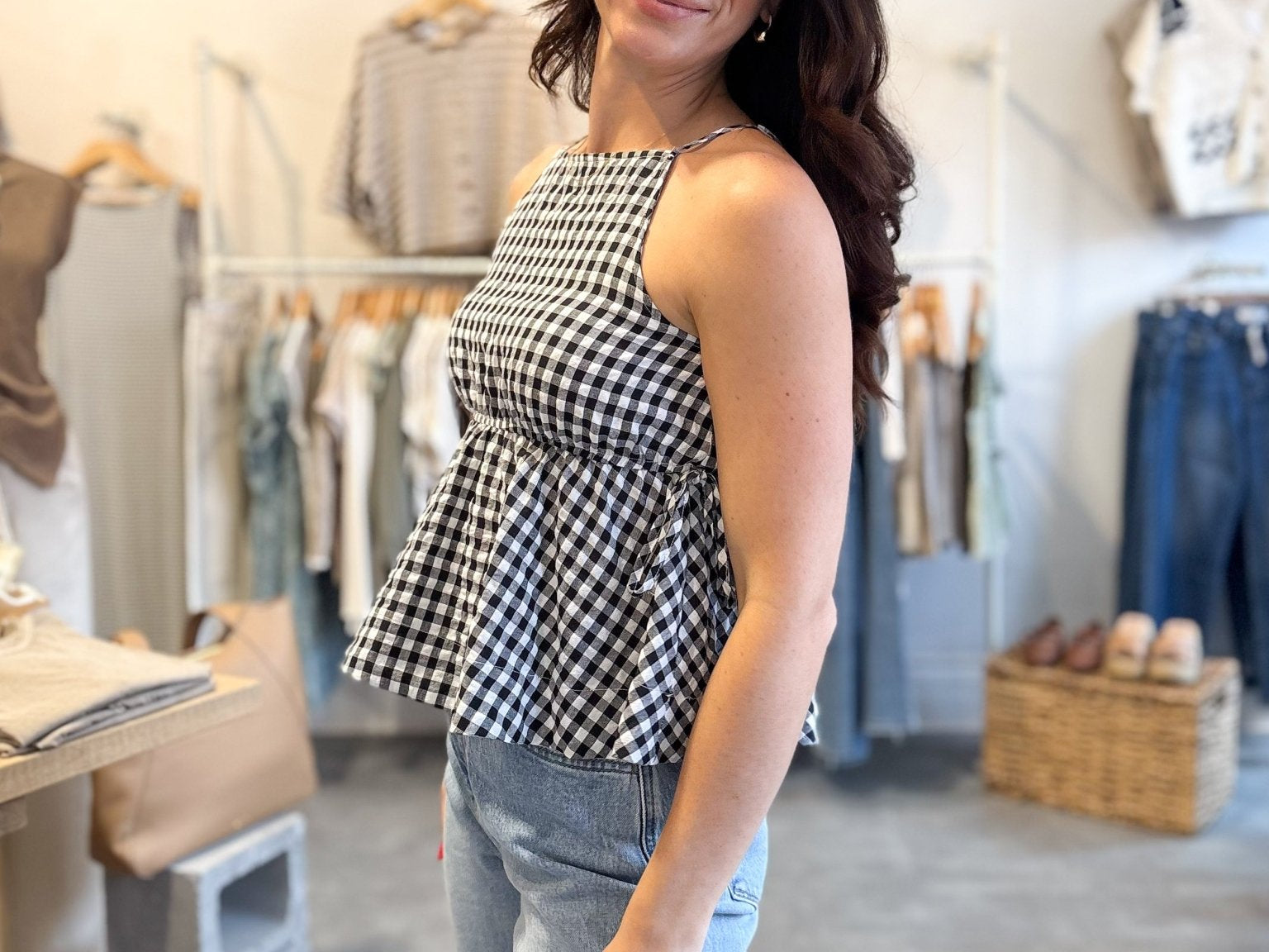 Lou Gingham Halter Tank Top - Love and Lee Apparel