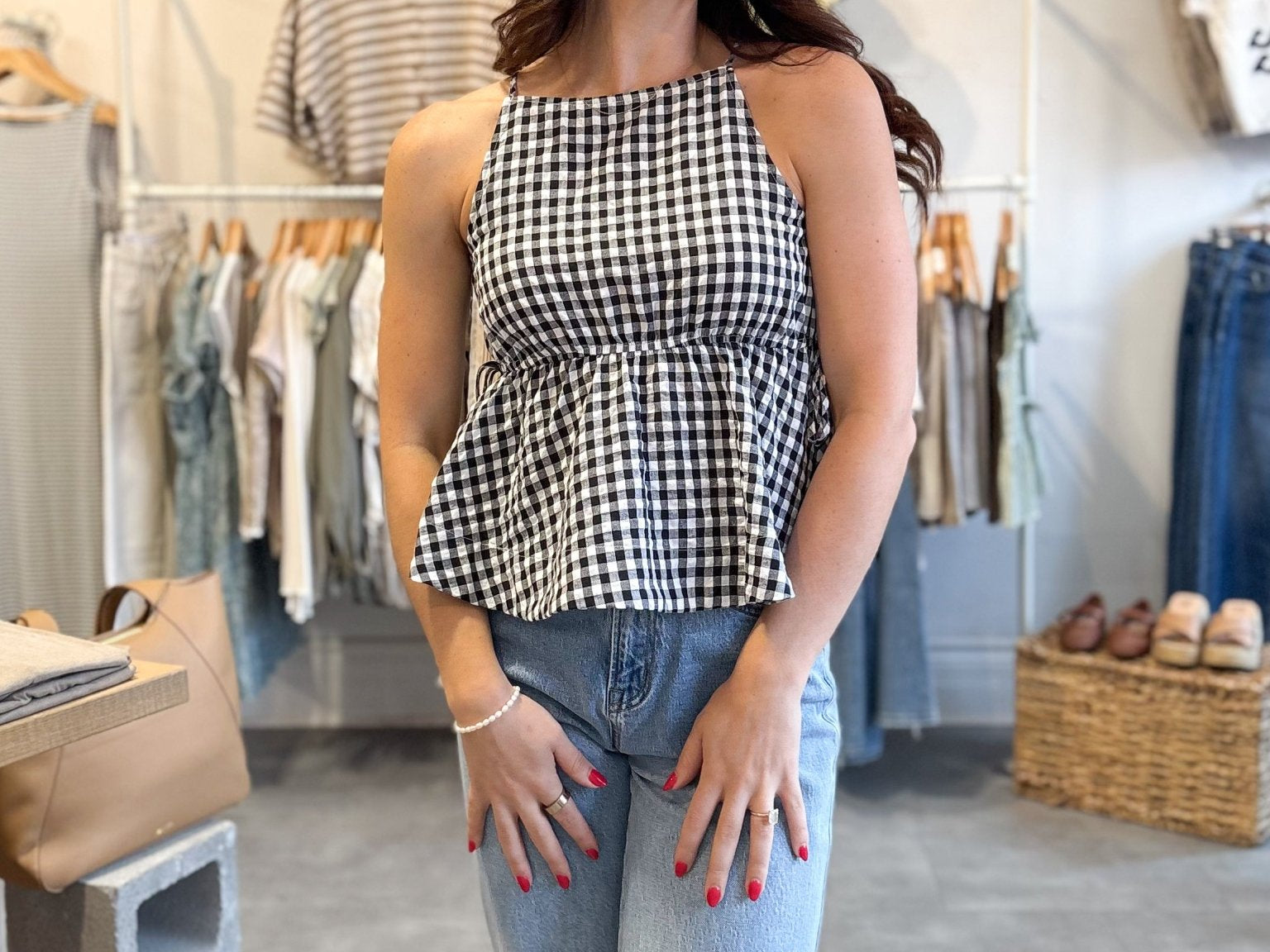 Lou Gingham Halter Tank Top - Love and Lee Apparel