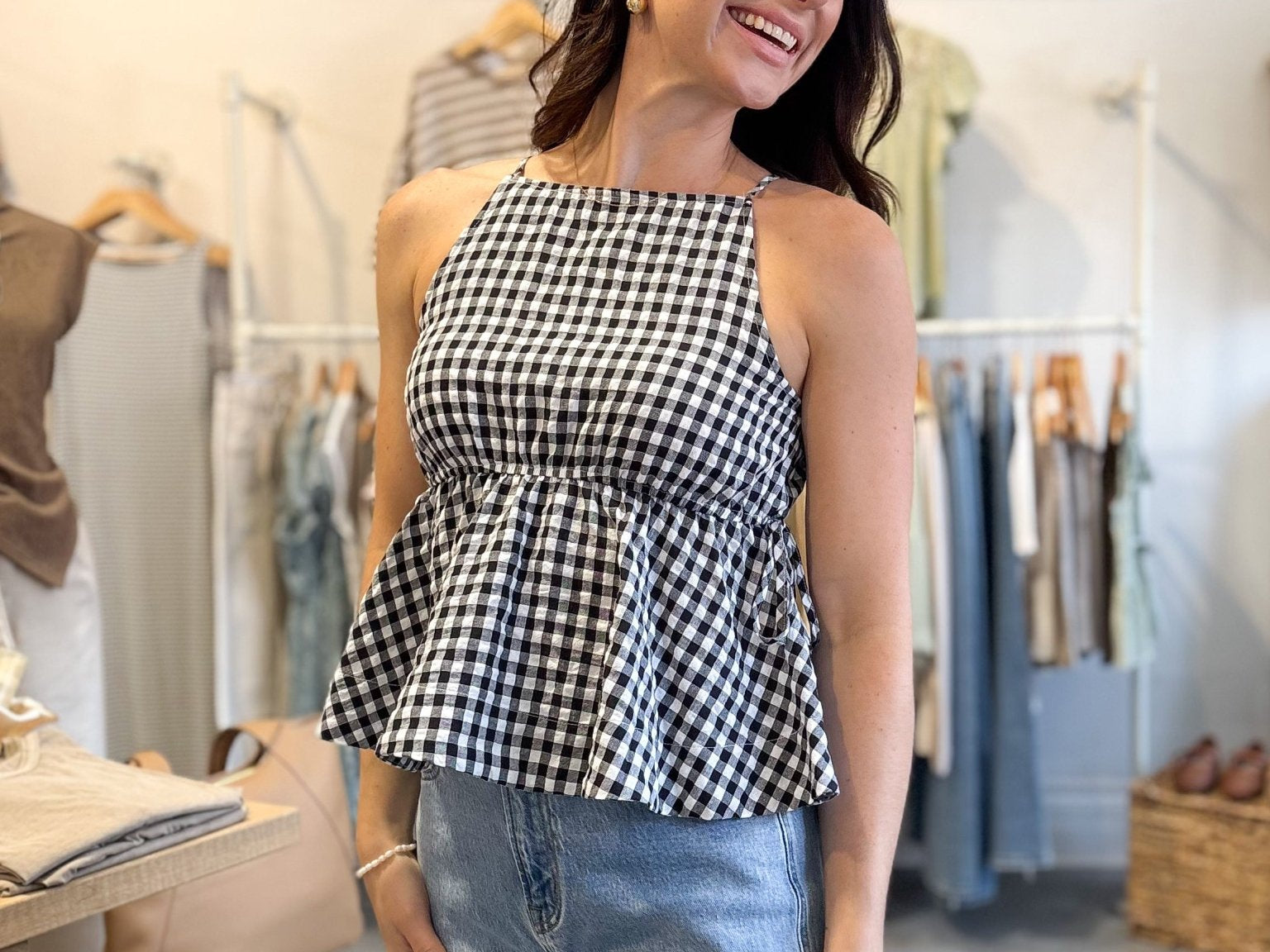 Lou Gingham Halter Tank Top - Love and Lee Apparel