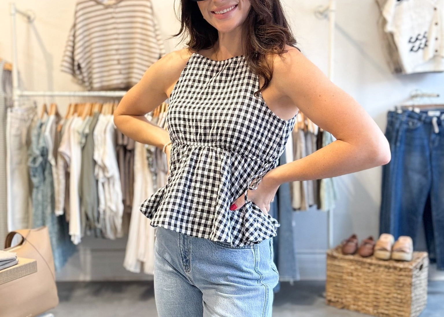 Lou Gingham Halter Tank Top - Love and Lee Apparel