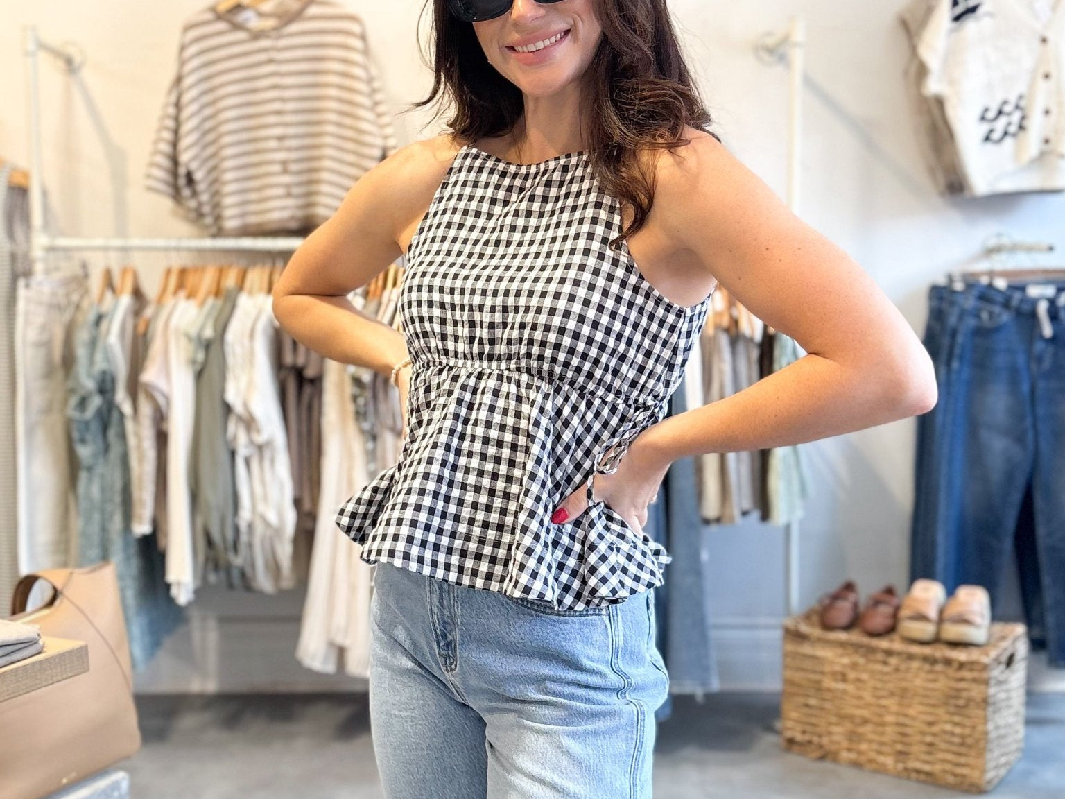 Lou Gingham Halter Tank Top - Love and Lee Apparel