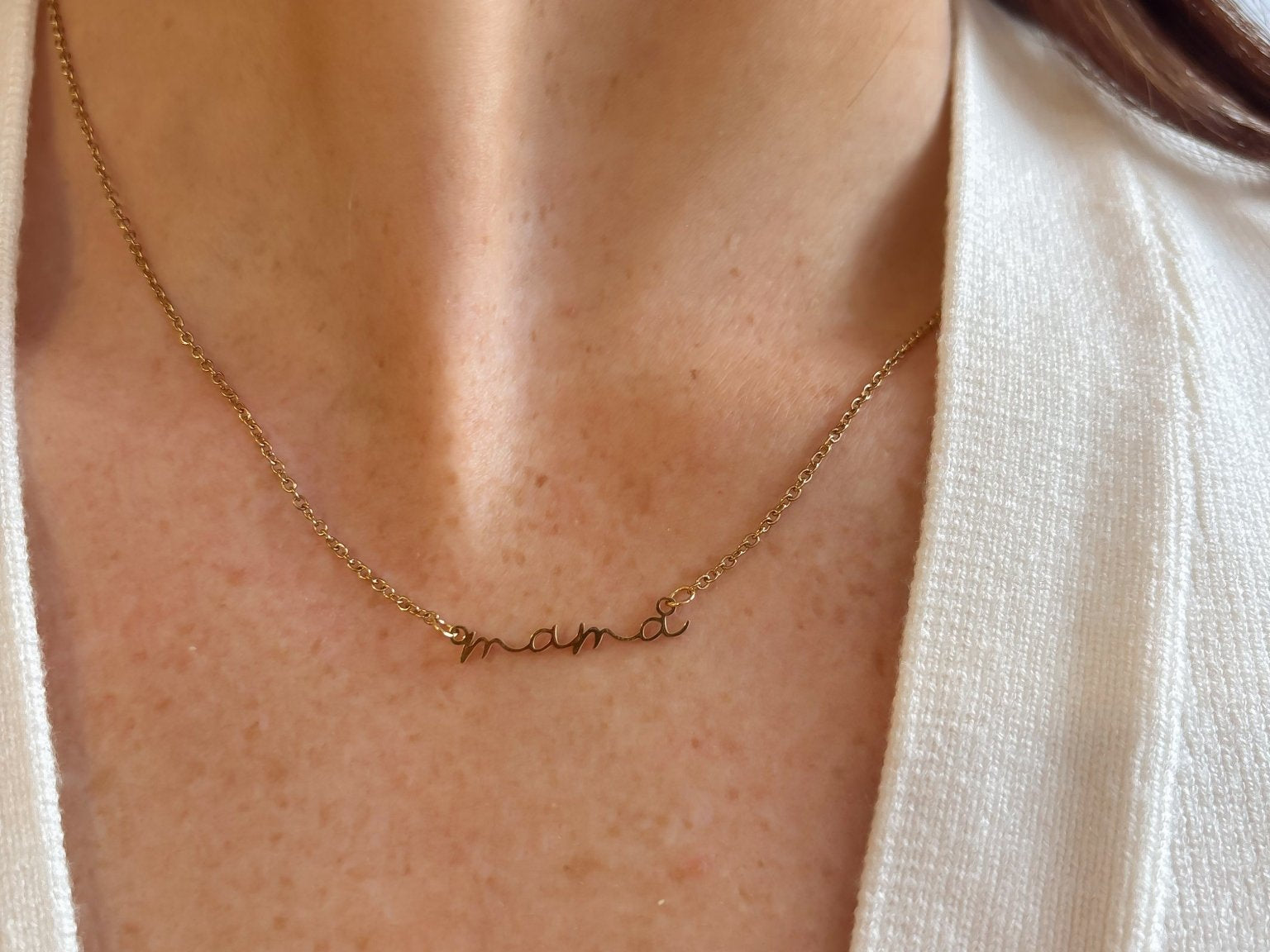 MAMA Cursive Style 18K Gold Dipped Necklace with Dainty Chain - Love and Lee Apparel