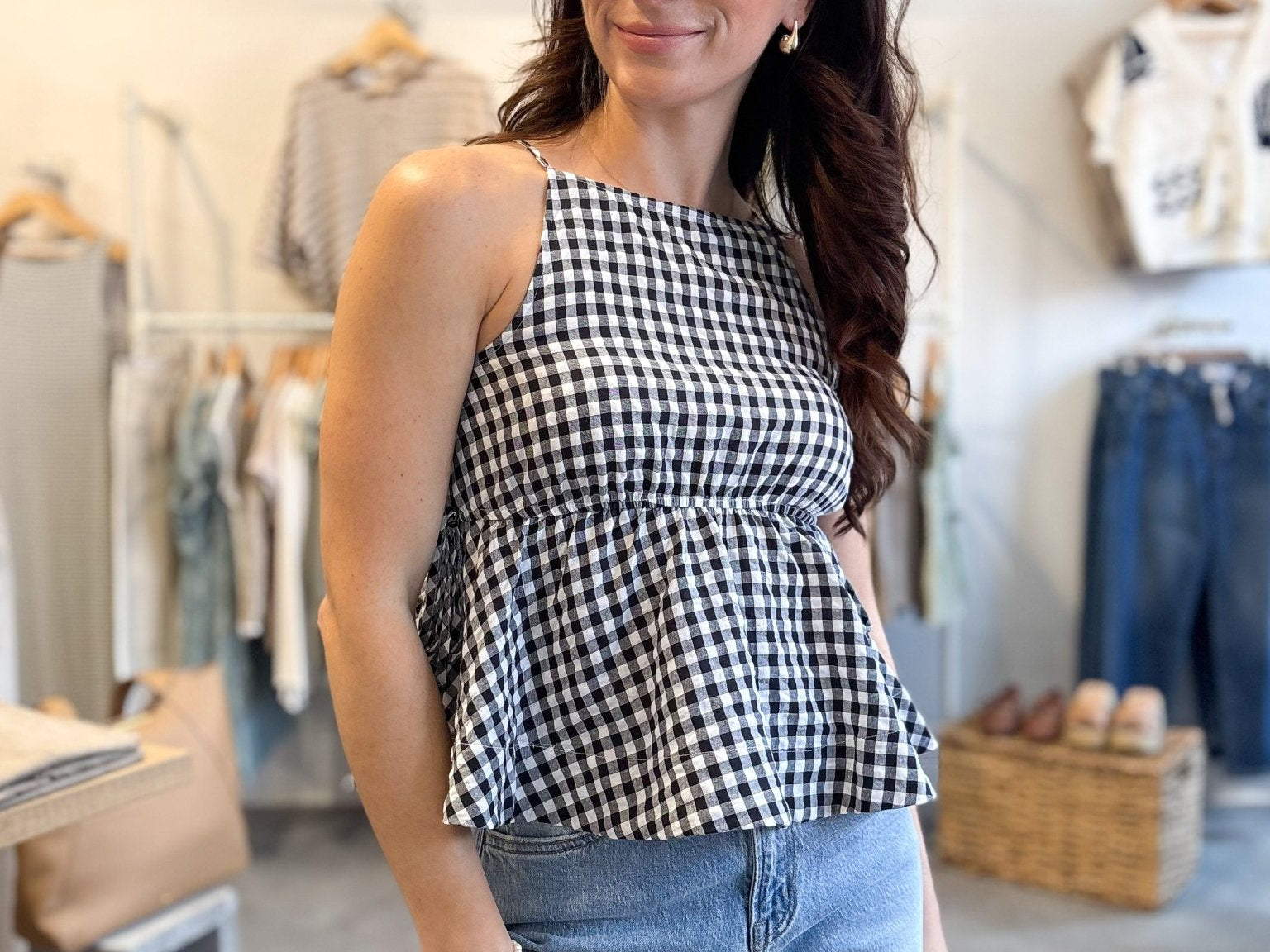 Lou Gingham Halter Tank Top - Love and Lee Apparel