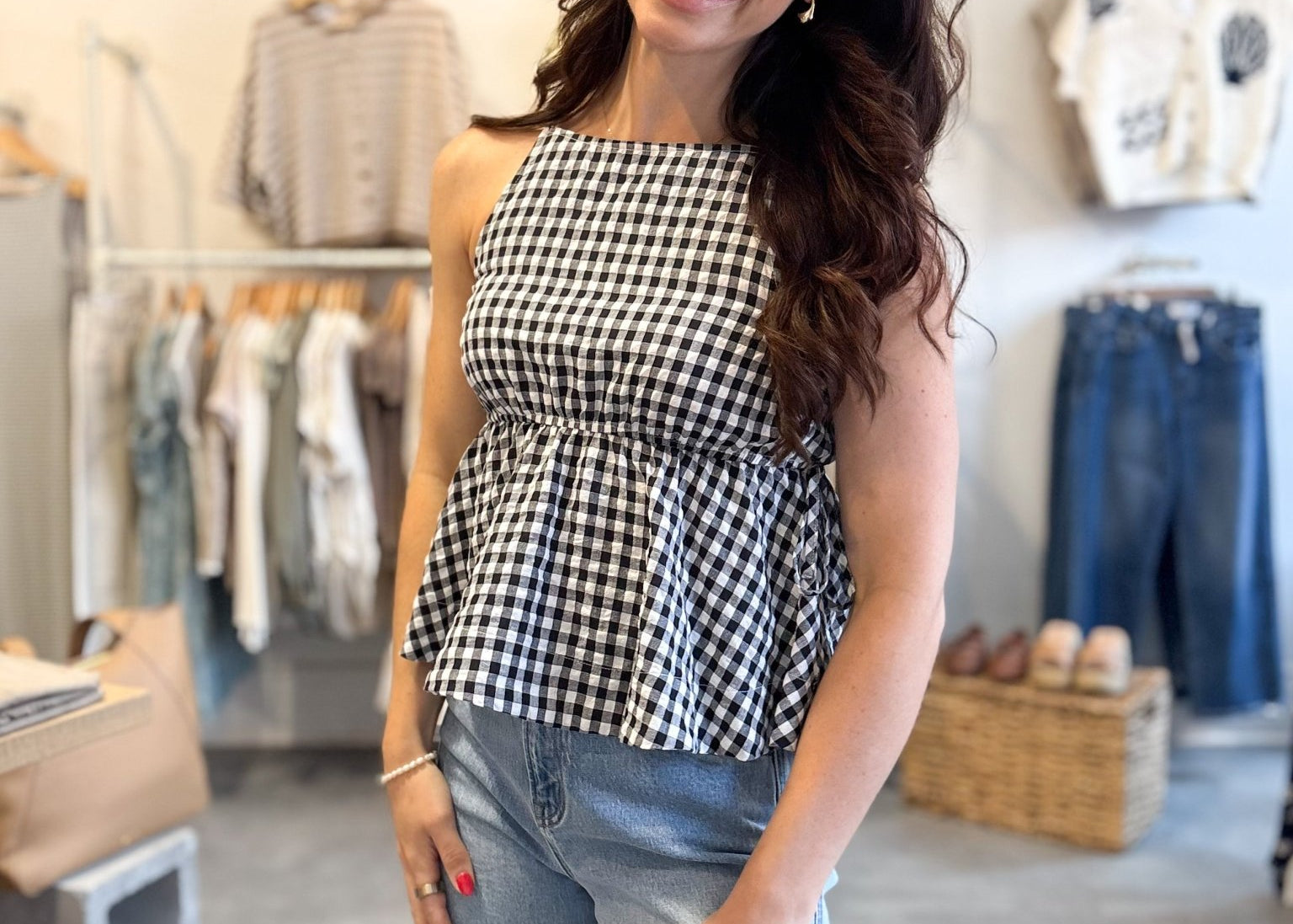 Lou Gingham Halter Tank Top - Love and Lee Apparel