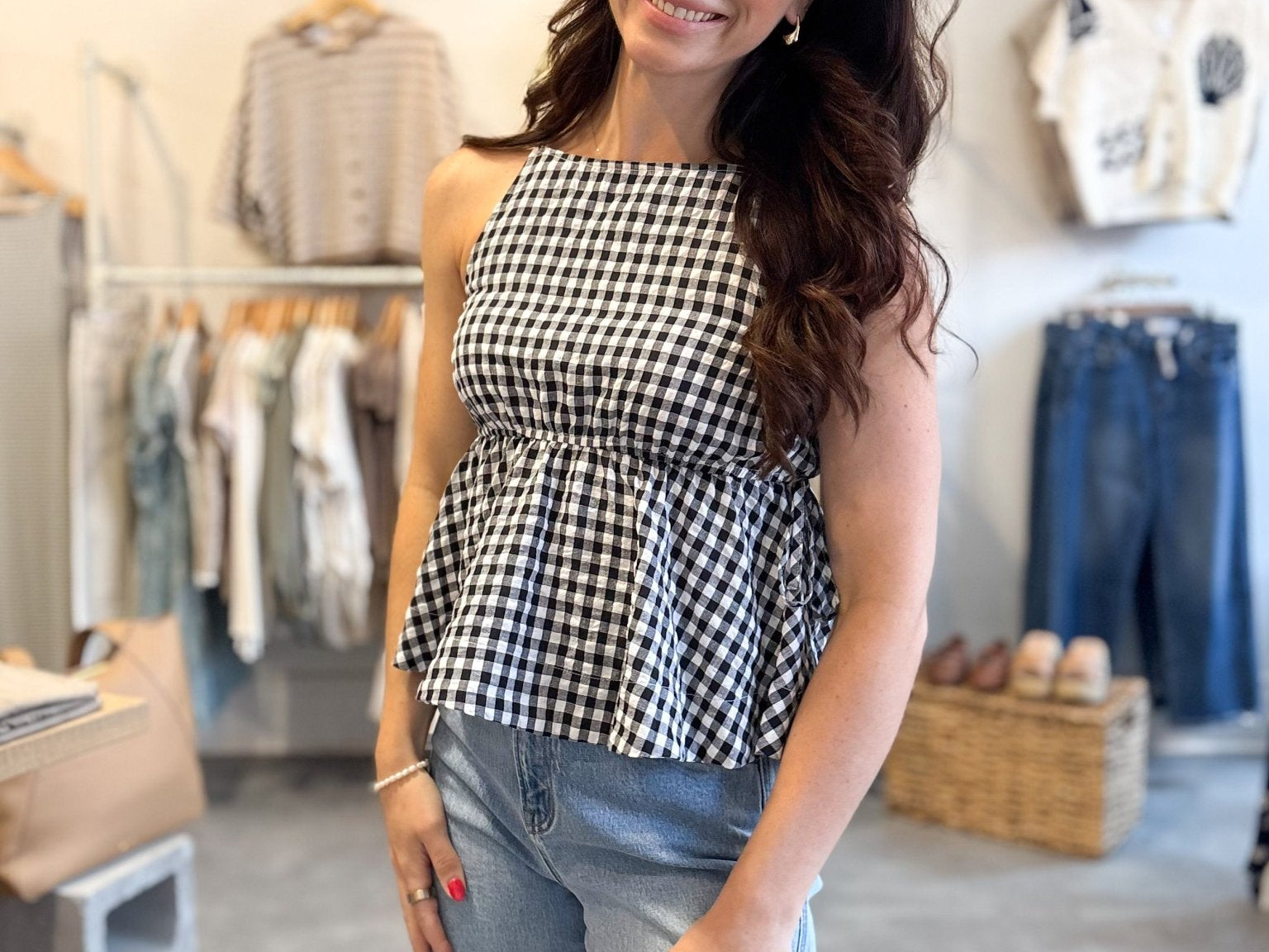 Lou Gingham Halter Tank Top - Love and Lee Apparel