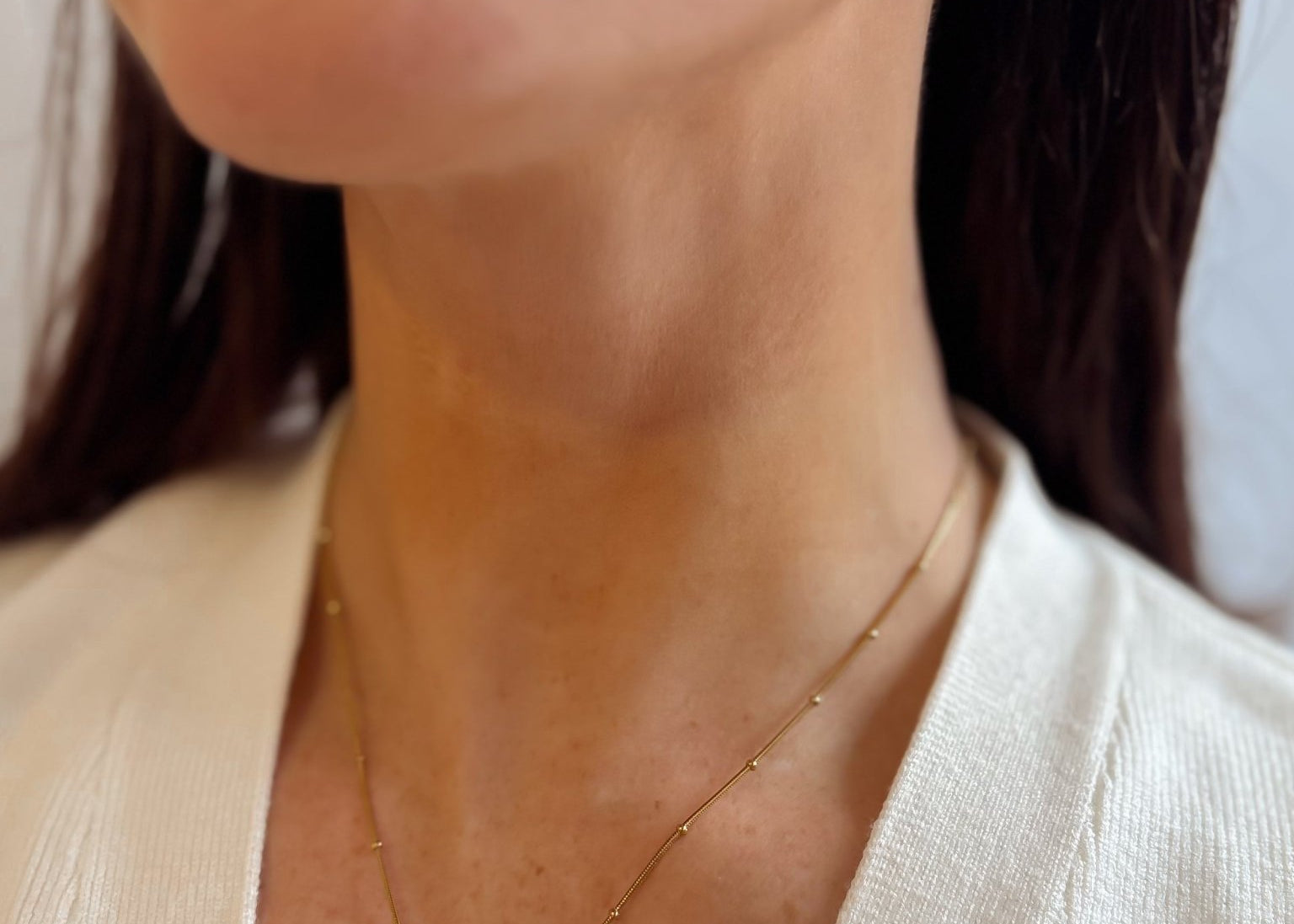 Seashell Pendant on a Dainty Beaded Chain - 18K Gold Plated - Love and Lee Apparel