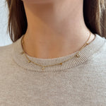 Dainty Chain Necklace with Emerald Cut Drop Charms in 18k Gold Plated Stainless Steel - Love and Lee Apparel