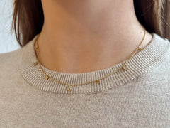 Dainty Chain Necklace with Emerald Cut Drop Charms in 18k Gold Plated Stainless Steel - Love and Lee Apparel