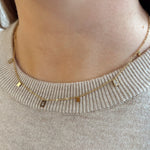 Dainty Chain Necklace with Emerald Cut Drop Charms in 18k Gold Plated Stainless Steel - Love and Lee Apparel