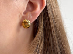 Wave Oval Stud Earrings 18K Gold Plated - Love and Lee Apparel