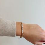 Tennis Bracelet with Braided Chain - links and Emerald Cut Rhinestones - 18K Gold Plated - Love and Lee Apparel