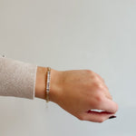 Tennis Bracelet with Braided Chain - links and Emerald Cut Rhinestones - 18K Gold Plated - Love and Lee Apparel