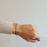 Tennis Bracelet with Braided Chain - links and Emerald Cut Rhinestones - 18K Gold Plated - Love and Lee Apparel