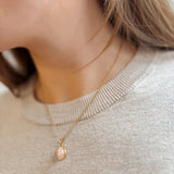 Geometric Oval Shaped Pendant Necklace with Rose Quartz 18K Gold Plated - Love and Lee Apparel