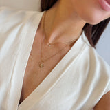 Double Layered Dainty Chain Necklace with Starburst & Rhinestone Pendant - 18K Gold Plated - Love and Lee Apparel