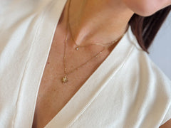 Double Layered Dainty Chain Necklace with Starburst & Rhinestone Pendant - 18K Gold Plated - Love and Lee Apparel