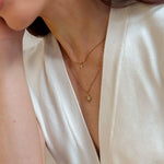 Double Layered Dainty Chain Necklace with Starburst & Rhinestone Pendant - 18K Gold Plated - Love and Lee Apparel