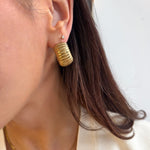 Ribbed Hoop Earrings 18K Gold Plated - Love and Lee Apparel