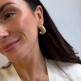 Ribbed Hoop Earrings 18K Gold Plated - Love and Lee Apparel