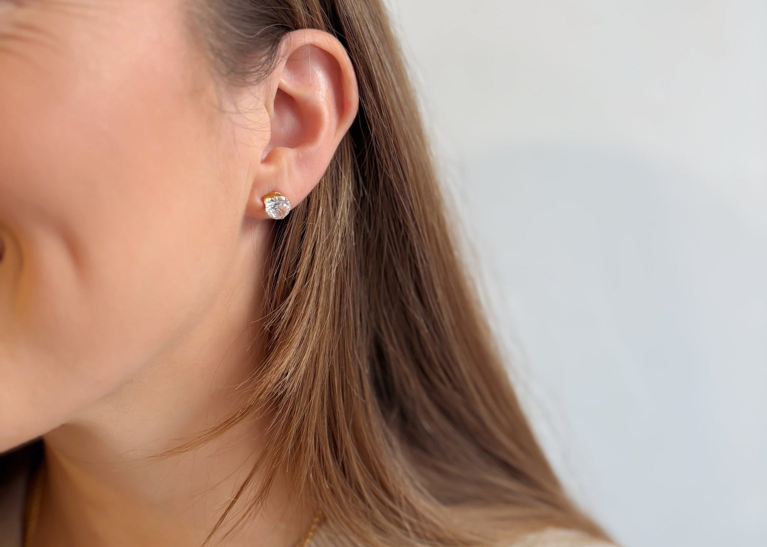 Rhinestone Studded Earrings 18K Gold Plated Steel - Love and Lee Apparel