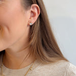 Beaded Chain Necklace with Drop Rhinestone Charm - 18K Gold Plated Steel - Love and Lee Apparel