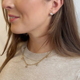 Beaded Chain Necklace with Drop Rhinestone Charm - 18K Gold Plated Steel - Love and Lee Apparel