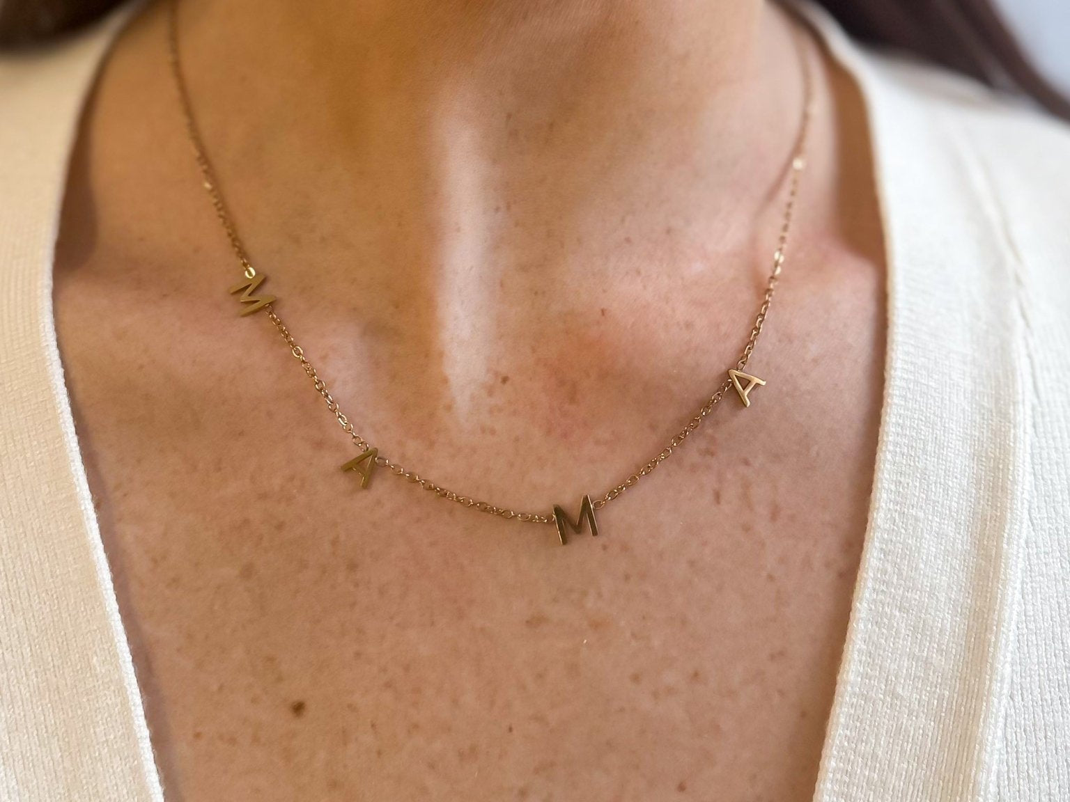 MAMA Cursive Style 18K Gold Dipped Necklace with Dainty Chain - Love and Lee Apparel
