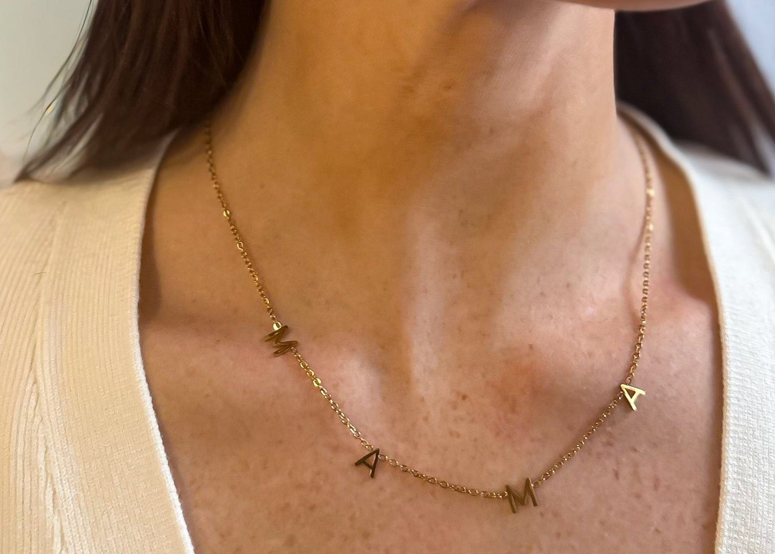 MAMA Block Letter Style 18K Gold Dipped Necklace with Dainty Chain - Love and Lee Apparel